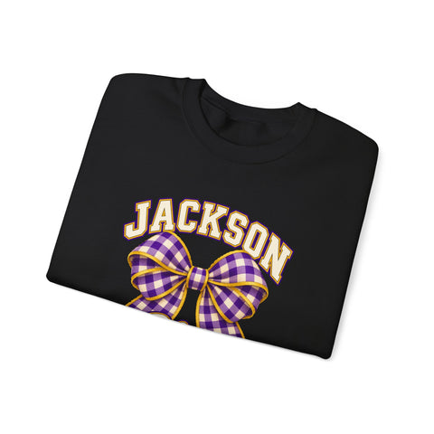 Jackson Polar Bears Cheerleading Gingham Bow Crewneck