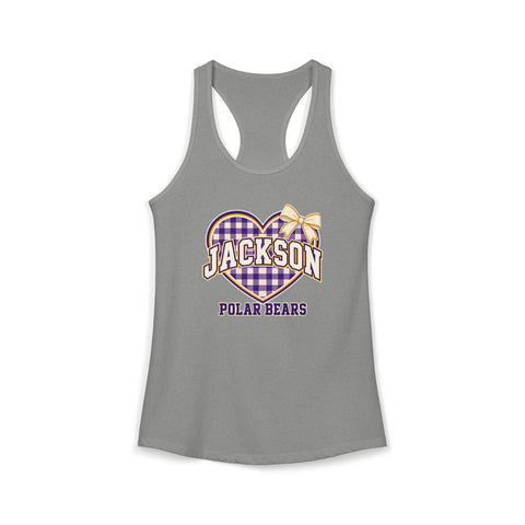 Jackson Polar Bears Women’s Gingham Heart Racerback Tank