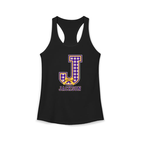 Jackson Polar Bears Women’s Gingham J Bow Racerback Tank