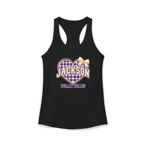 Jackson Polar Bears Women’s Gingham Heart Racerback Tank