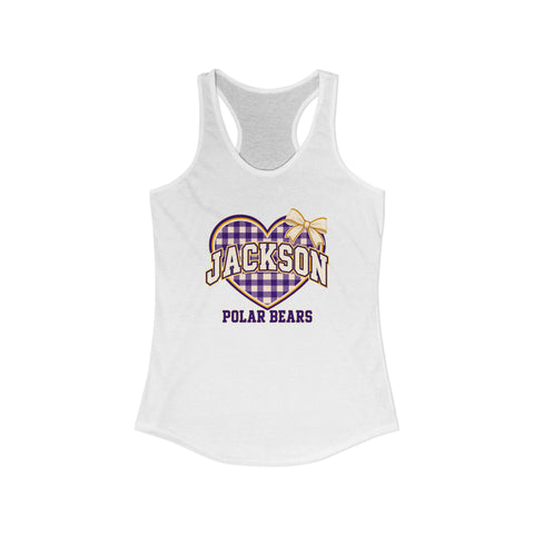 Jackson Polar Bears Women’s Gingham Heart Racerback Tank