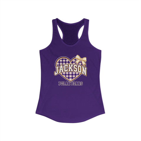 Jackson Polar Bears Women’s Gingham Heart Racerback Tank