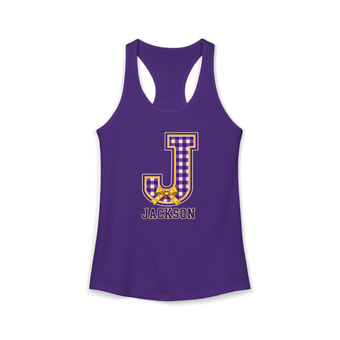 Jackson Polar Bears Women’s Gingham J Bow Racerback Tank