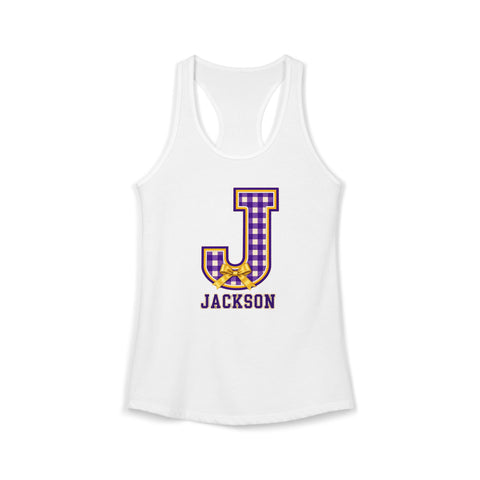 Jackson Polar Bears Women’s Gingham J Bow Racerback Tank