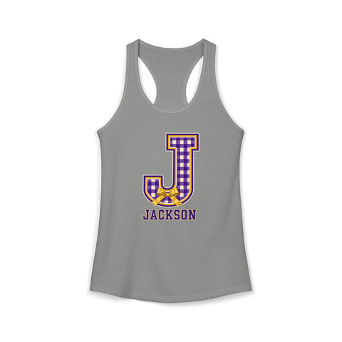 Jackson Polar Bears Women’s Gingham J Bow Racerback Tank