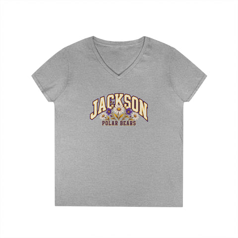 Jackson Polar Bears Women’s Wildflower Varsity V-Neck T-Shirt