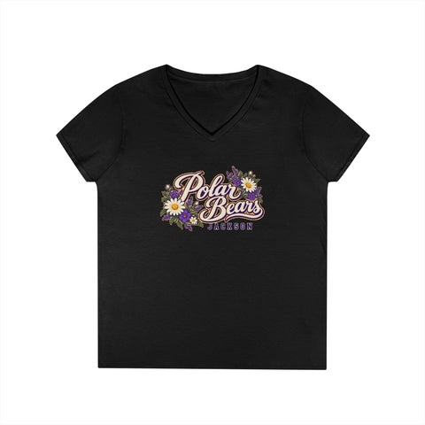 Jackson Polar Bears Women’s Floral Script V-Neck T-Shirt
