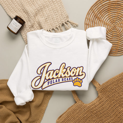 Jackson Polar Bears Classic Script Paw Crewneck
