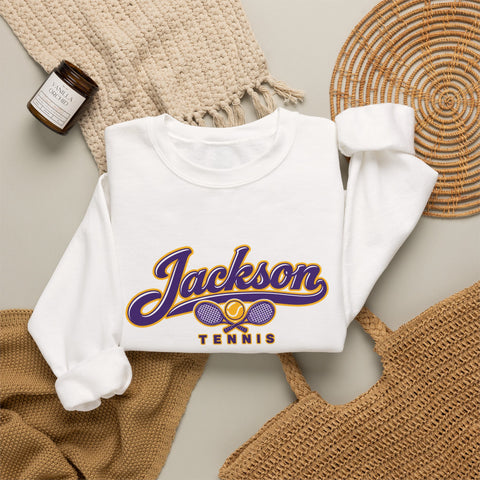 Jackson Polar Bears Tennis Retro Script Crewneck Sweatshirt