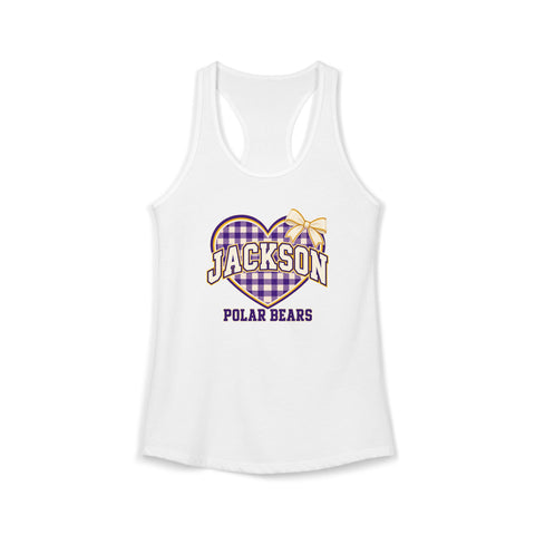 Jackson Polar Bears Women’s Gingham Heart Racerback Tank