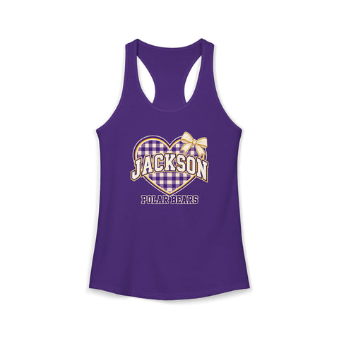 Jackson Polar Bears Women’s Gingham Heart Racerback Tank