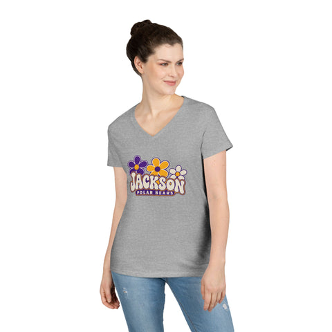 Jackson Polar Bears Women’s Retro Daisies V-Neck T-Shirt