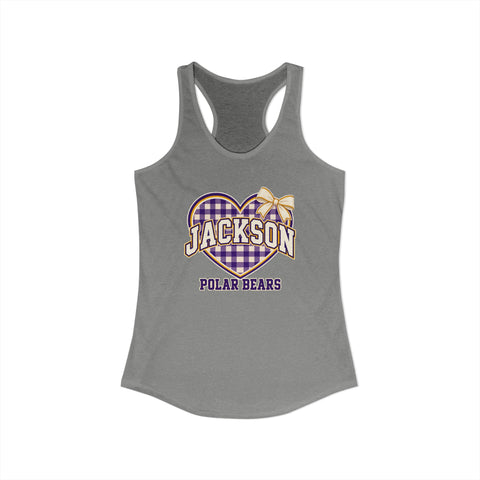 Jackson Polar Bears Women’s Gingham Heart Racerback Tank