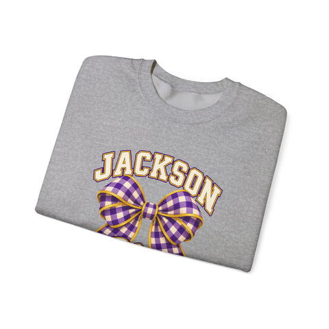 Jackson Polar Bears Cheerleading Gingham Bow Crewneck