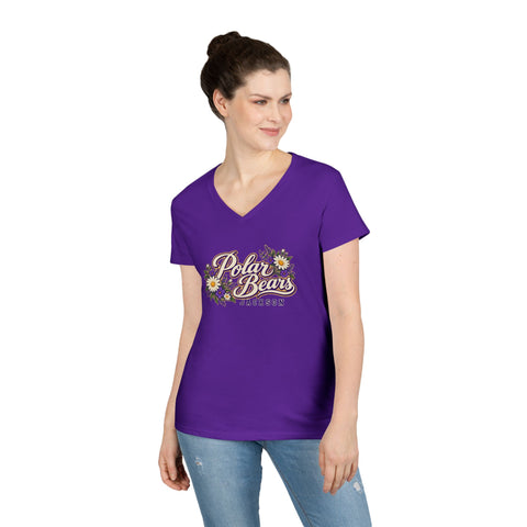 Jackson Polar Bears Women’s Floral Script V-Neck T-Shirt