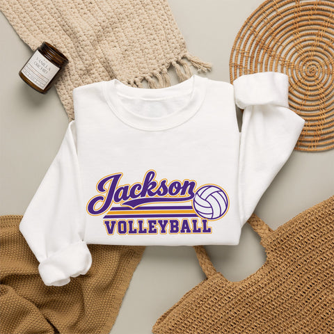 Jackson Polar Bears Volleyball Retro Script Crewneck Sweatshirt