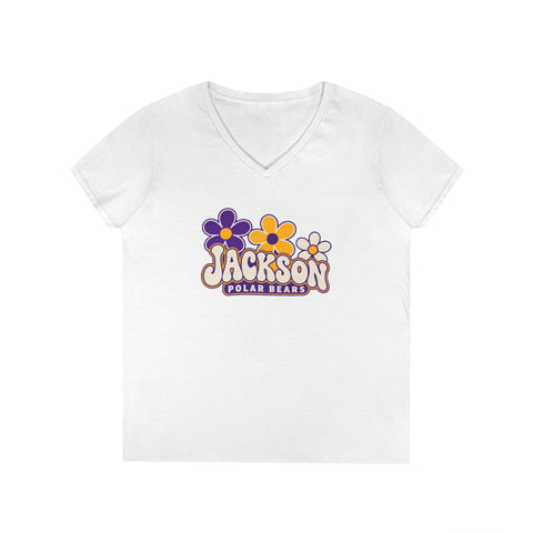 Jackson Polar Bears Women’s Retro Daisies V-Neck T-Shirt