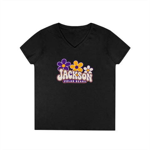 Jackson Polar Bears Women’s Retro Daisies V-Neck T-Shirt